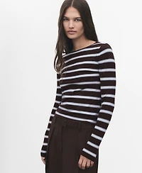 Mango Women's Fine Knit Striped Sweater