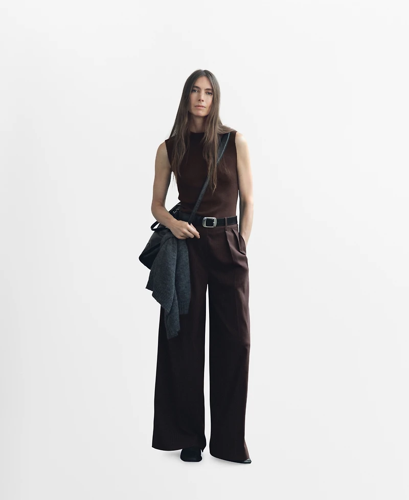 Mango Women's Combined Design Pinstripe Jumpsuit