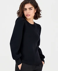 Ak Anne Klein Petite Puff-Sleeve Crewneck Sweater
