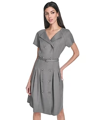 Calvin Klein Women's Belted V-Neck Coat Dress