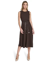 Calvin Klein Women's Belted Crewneck Midi Dress