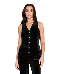 Tahari Asl Women's Collarless Velvet Vest