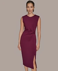 Donna Karan New York Women's Jewel-Neck Front-Slit Sheath Dress