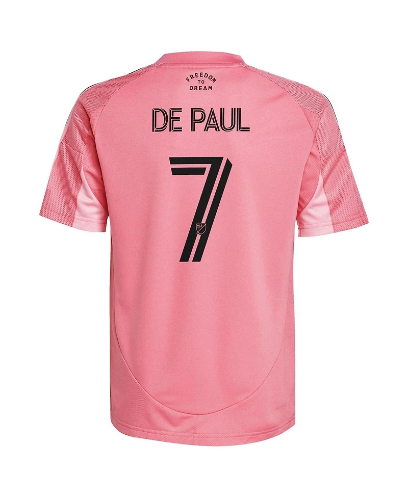 Adidas Big Boys and Girls Rodrigo De Paul Light Pink Inter Miami Cf 2025 Euforia Replica Player Jersey