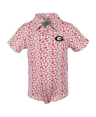 Garb Baby Boys and Girls Red Georgia Bulldogs Tom Allover Print Performance Polo Bodysuit