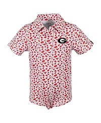 Garb Baby Boys and Girls Red Georgia Bulldogs Tom Allover Print Performance Polo Bodysuit