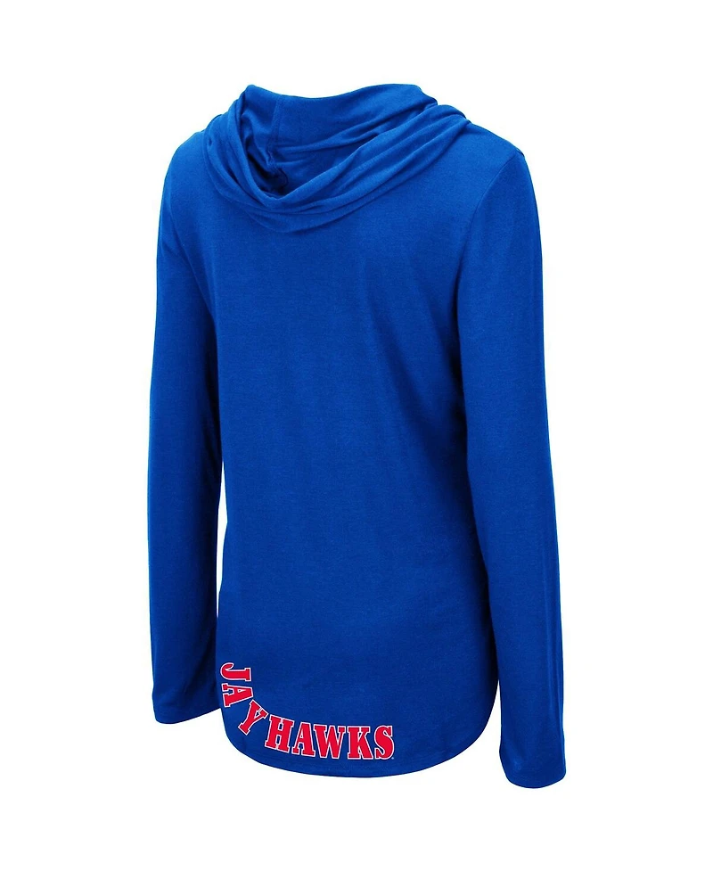 Colosseum Women's Royal Kansas Jayhawks My Lover Lightweight Hooded Long Sleeve T-Shirt