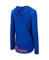 Colosseum Women's Royal Kansas Jayhawks My Lover Lightweight Hooded Long Sleeve T-Shirt