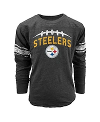 Wes & Willy Big Boys and Girls Black Pittsburgh Steelers Football Long Sleeve T-Shirt