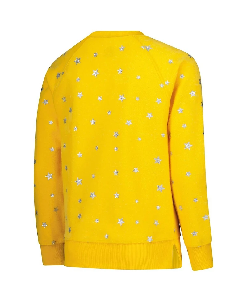 Wes & Willy Big Girls Gold Iowa Hawkeyes Shimmer Star Reverse Sweatshirt