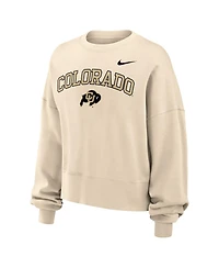 Nike Women's Natural Colorado Buffaloes Phoenix Fleece Oversized Cropped Sweatshirt