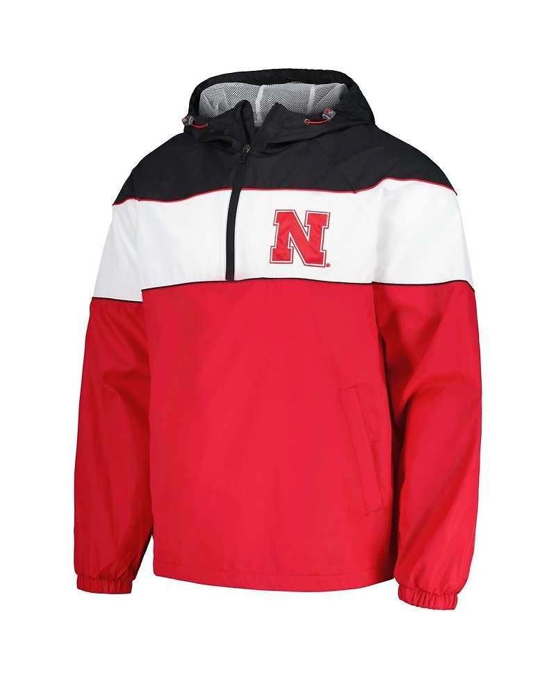G-iii Sports by Carl Banks Men's Scarlet Nebraska Huskers Center Line Half-Zip Raglan Hoodie Sweatshirt
