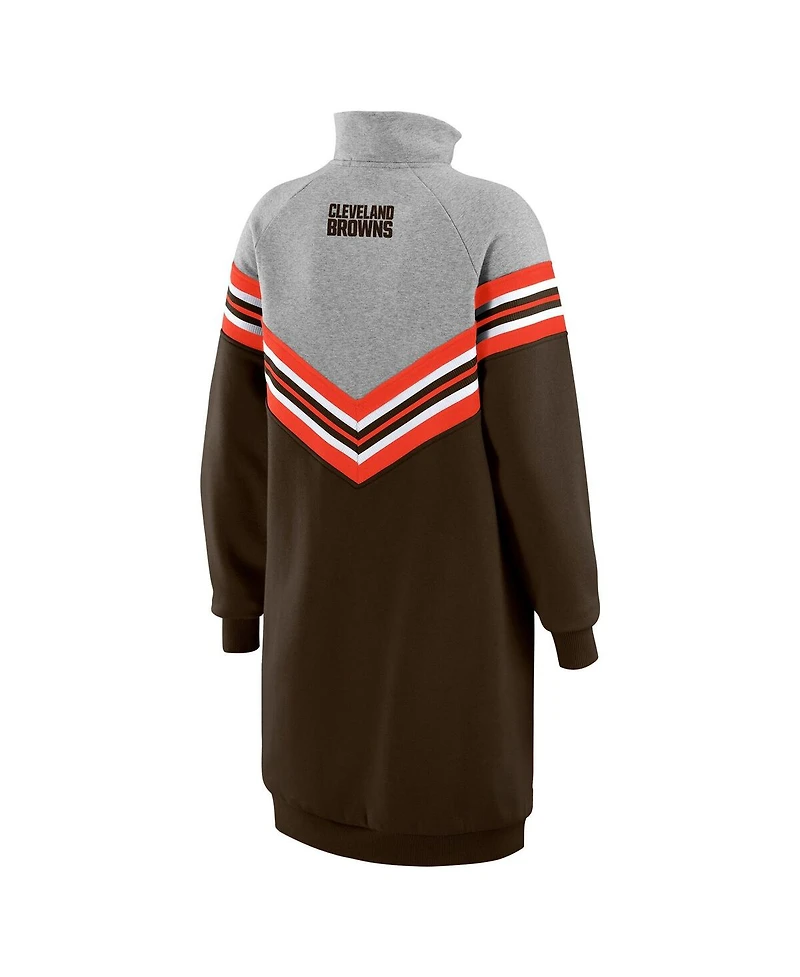 Wear by Erin Andrews Women's Brown/Heather Gray Cleveland Browns Chevron Stripe Dress