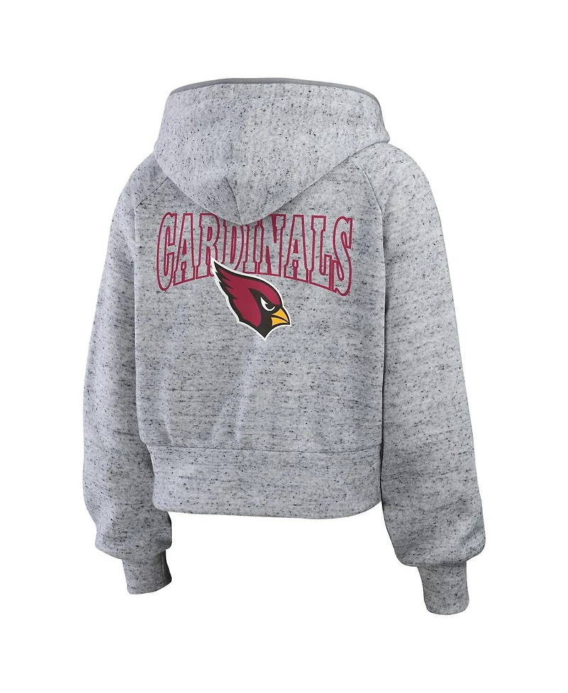 Wear by Erin Andrews Women's Heather Gray Arizona Cardinals Speckled Fleece Cropped Full-Zip Hoodie