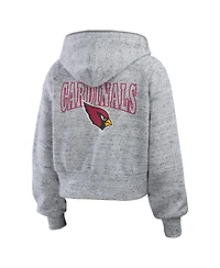 Wear by Erin Andrews Women's Heather Gray Arizona Cardinals Speckled Fleece Cropped Full-Zip Hoodie