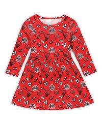 ZooZatz Girls Toddler Scarlet Ohio State Buckeyes All-Over Print Football Dress