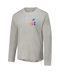 Concepts Sport Men's Gray Fc Cincinnati Region Thermal Knit Henley Long Sleeve Sweatshirt