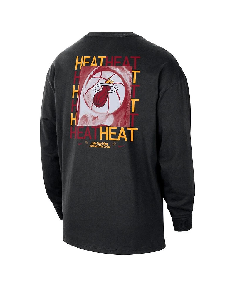 Nike Men's Black Miami Heat Courtside Oversized Long Sleeve T-Shirt