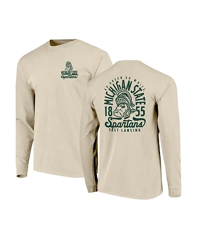 Image One Men's Natural Michigan State Spartans Comfort Colors Mascot Overlay Long Sleeve T-Shirt