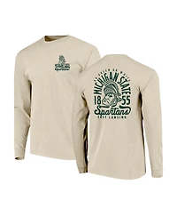 Image One Men's Natural Michigan State Spartans Comfort Colors Mascot Overlay Long Sleeve T-Shirt