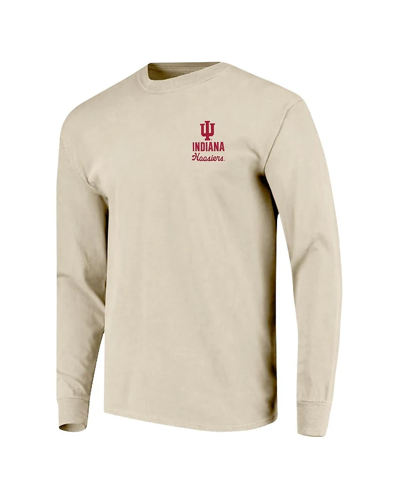Image One Men's Natural Indiana Hoosiers Comfort Colors Mascot Overlay Long Sleeve T-Shirt