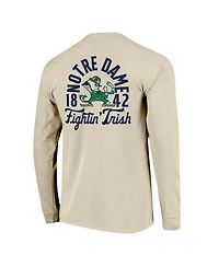 Image One Men's Natural Notre Dame Fighting Irish Comfort Colors Mascot Overlay Long Sleeve T-Shirt