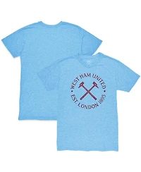 1863FC Men's Light Blue West Ham United Mono Crest Twisted Tri-Blend Slub T-Shirt