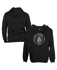 1863FC Men's Black Manchester City Monochrome Badge Fleece Pullover Hoodie