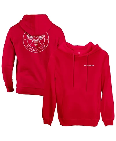 1863FC Men's Red Brentford Fc Wordmark Fleece Pullover Hoodie