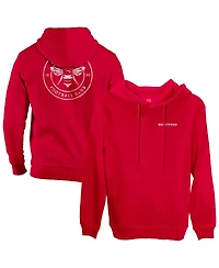1863FC Men's Red Brentford Fc Wordmark Fleece Pullover Hoodie