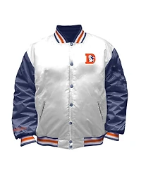 Mitchell & Ness Women's White Denver Broncos Throwback Plus Full-Snap Satin Jacket
