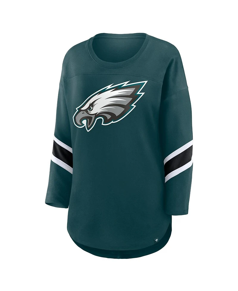 Fanatics Women's Green Philadelphia Eagles Plus Redzone 3/4-Sleeve Scoop Neck T-Shirt