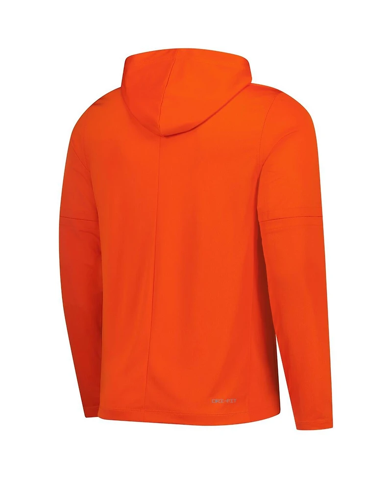 Nike Men's Orange Illinois Fighting Illini 2025 Sideline Dri-fit Long Sleeve Hoodie T-Shirt