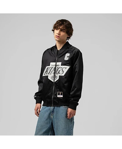 Mitchell & Ness Men's and Women's Wayne Gretzky Black Los Angeles Kings Maxed Out Full-Zip Satin Jacket