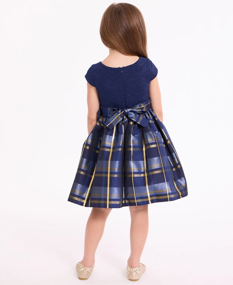 Bonnie Jean Girls 2-6X Short Sleeve Sparkle Knit to Taffeta Cascade Dress