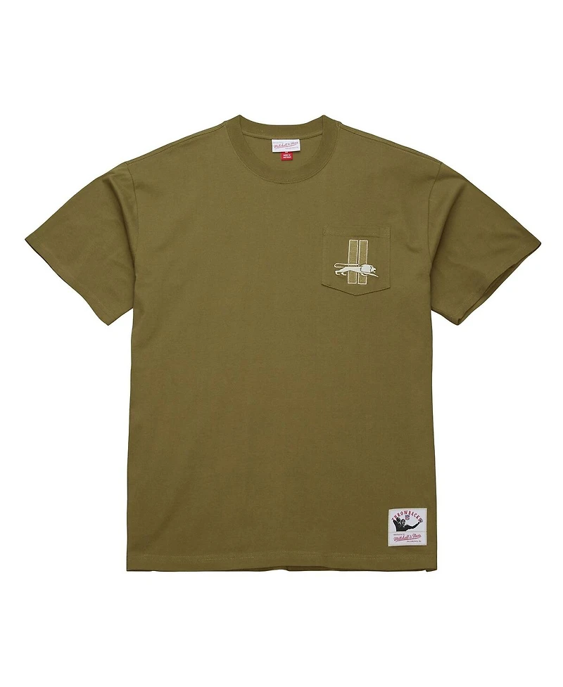 Mitchell & Ness Men's Olive Detroit Lions Vintage Logo Premium T-Shirt