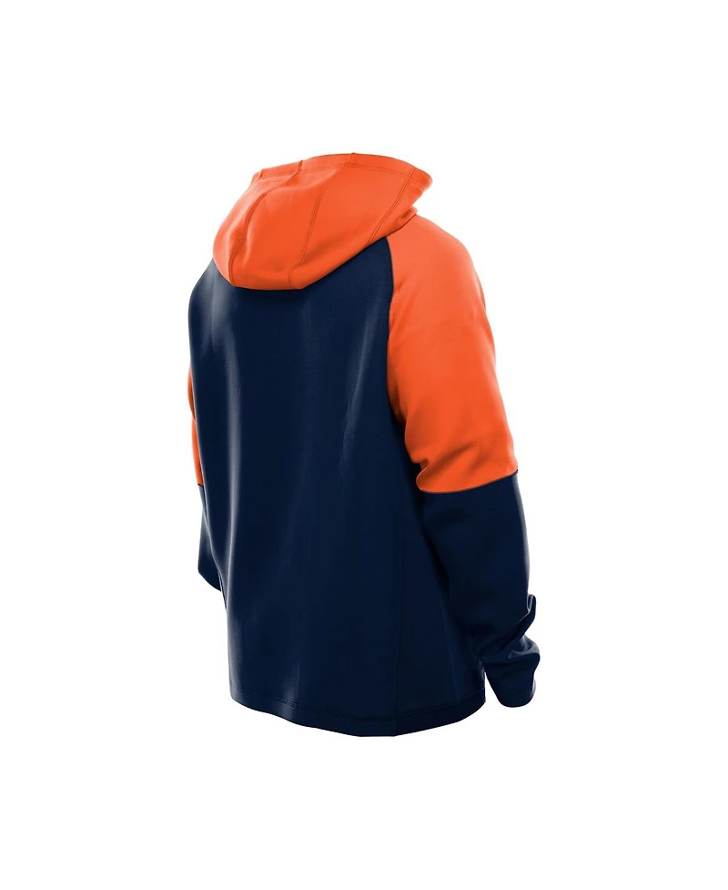 New Era Men's Navy Chicago Bears Combine Authentic Color Block Raglan Pullover Hoodie