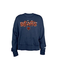 New Era Girls Navy Chicago Bears Flip Sequin Sweatshirt