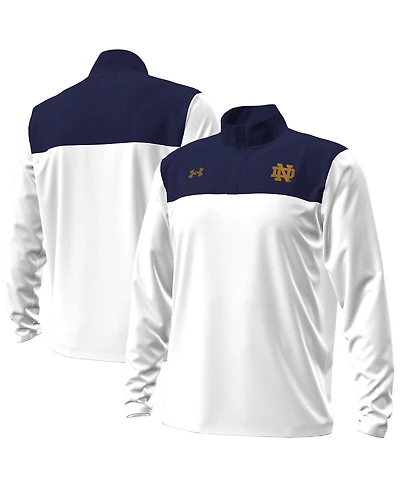 Under Armour Men's White/Navy Notre Dame Fighting Irish Green Blocked Quarter-Zip Pullover Hoodie
