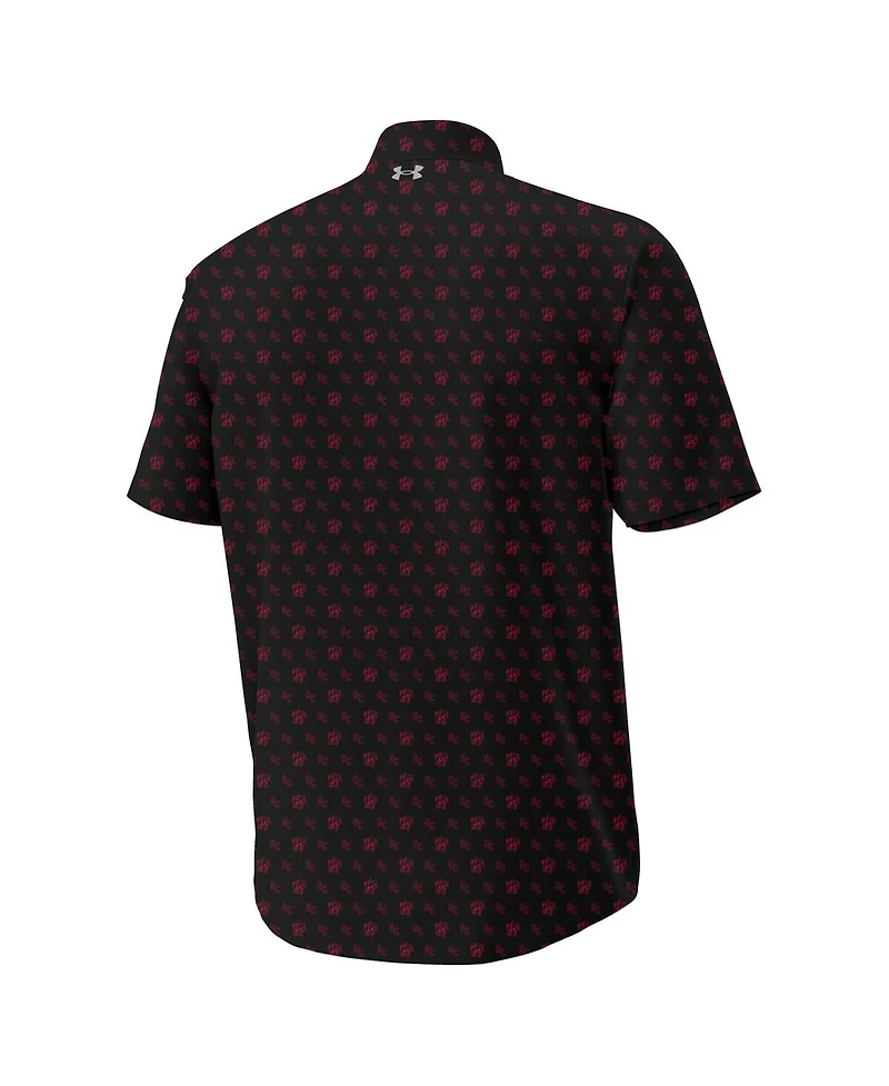 Under Armour Men's Black South Carolina Gamecocks Gameday Armourfuse Camp Button-Up Shirt