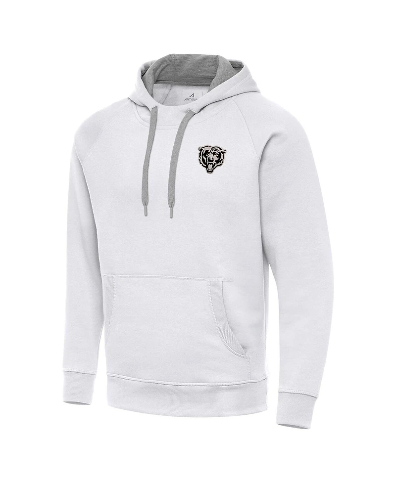 Antigua Men's White Chicago Bears Brushed Carbon Victory Pullover Hoodie