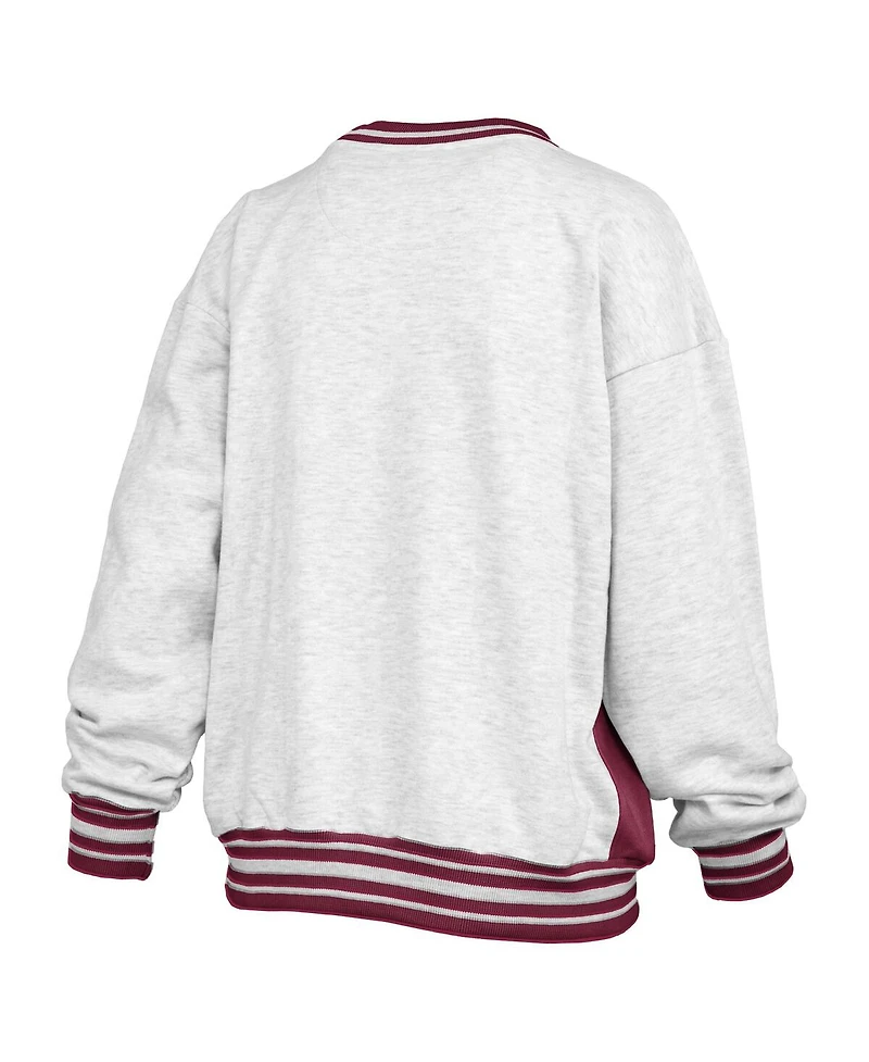 Pressbox Women's Heather Gray/Garnet South Carolina Gamecocks Endzone Crewneck Sweatshirt