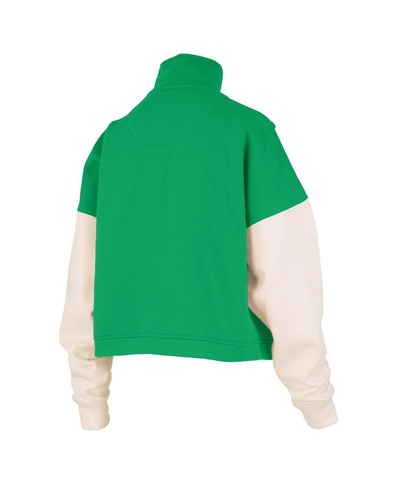 Pressbox Women's Green Oregon Ducks Ferrara Color Block Quarter-Zip Sweatshirt