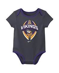 Nike Baby Boys and Girls 3-Piece Minnesota Vikings Bodysuit Set