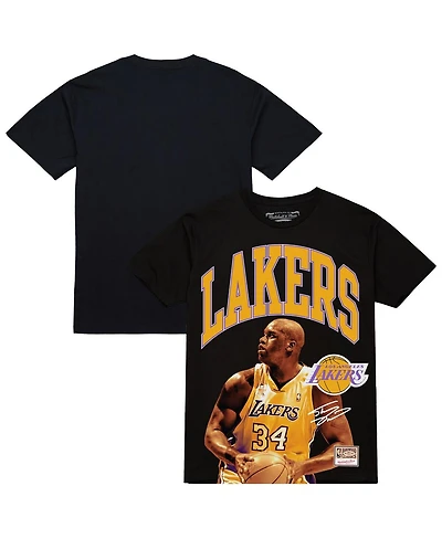 Mitchell & Ness Men's Shaquille O'Neal Black Los Angeles Lakers Hardwood Classics Player Arch T-Shirt