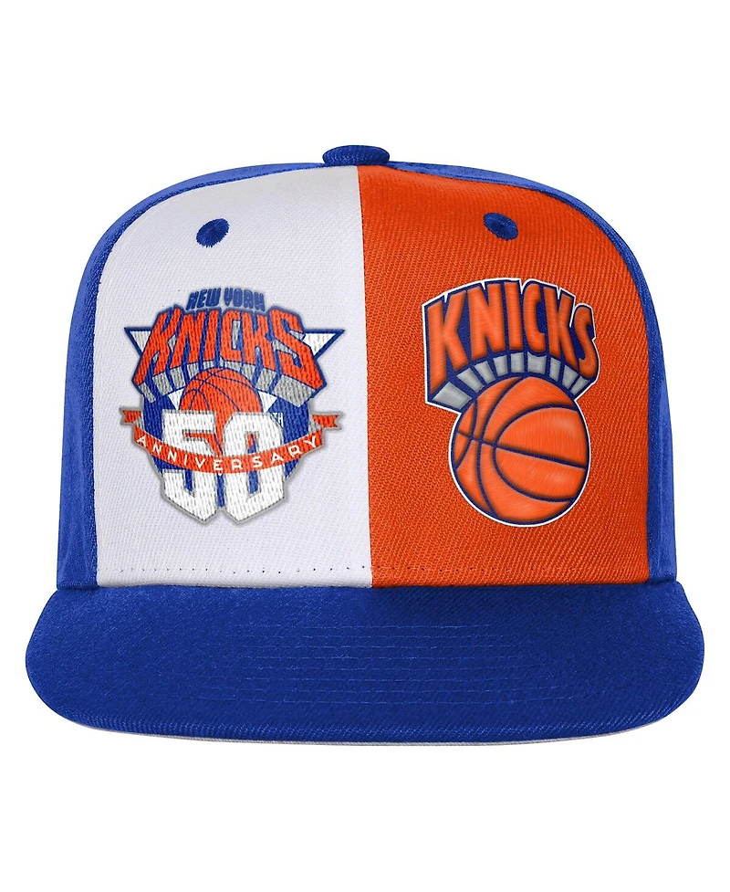 Mitchell & Ness Big Boys and Girls Blue New York Knicks 50th Anniversary Duo Front Snapback Hat