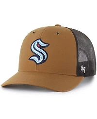 Carhartt x '47 Brand Men's Brown Seattle Kraken Trucker Adjustable Hat