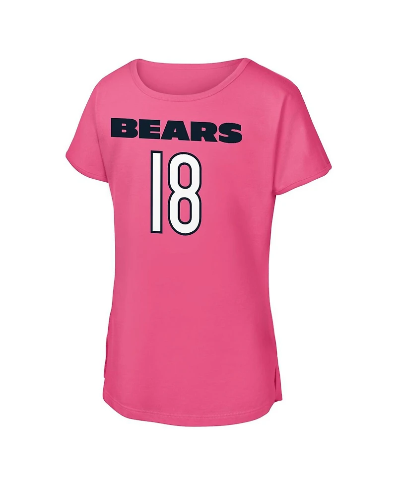 Outerstuff Big Girls Caleb Williams Pink Chicago Bears Player Name Number T-Shirt