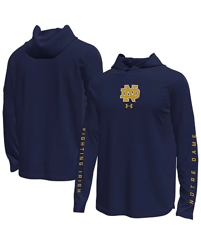 Under Armour Men's Navy Notre Dame Fighting Irish Tech Stretch Long-Sleeve Hooded T-Shirt