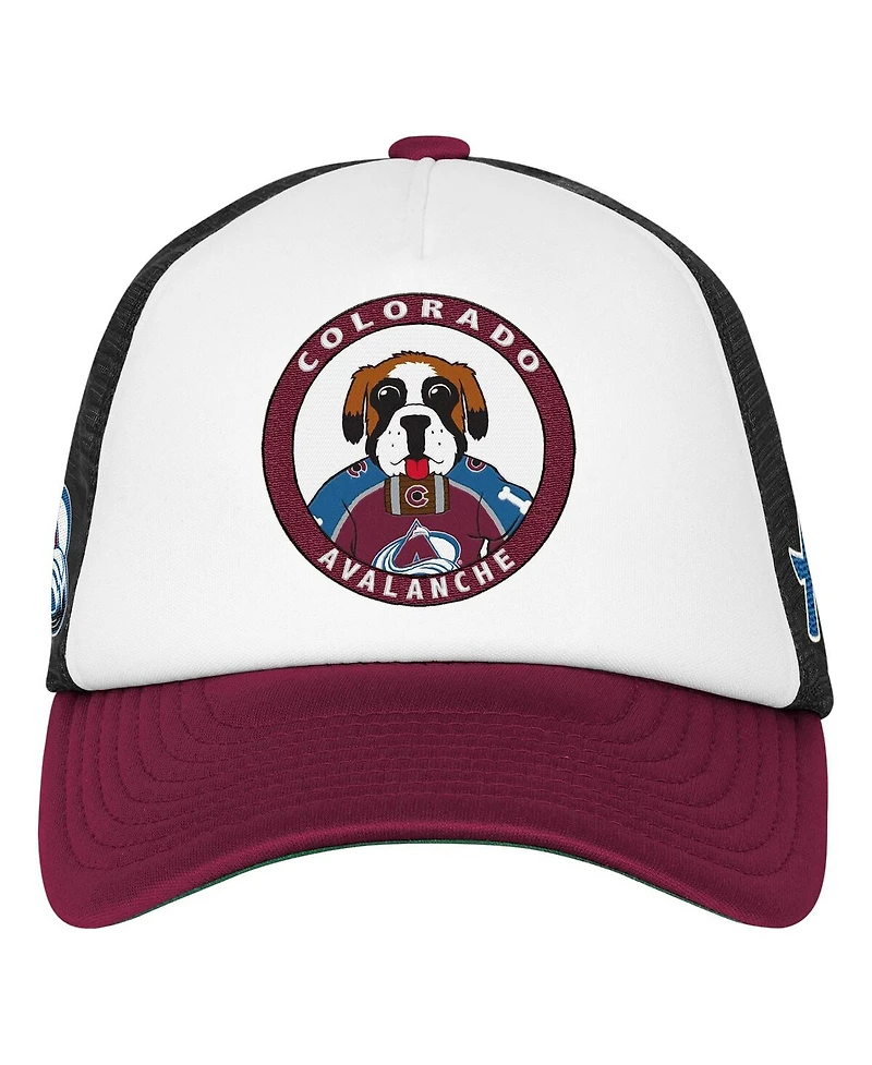 Mitchell & Ness Big Boys and Girls White Colorado Avalanche Mascot Adjustable Trucker Hat